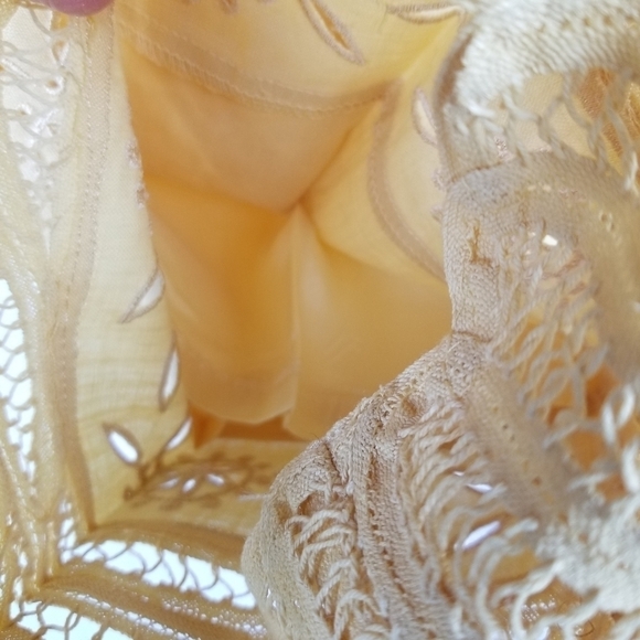 JSong Linen Eyelet Hem Full Length Pants Size 10 Fully Lined Yellow Pockets Zip - Picture 6 of 9